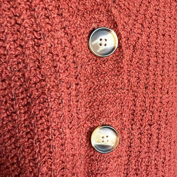 American Eagle oversized boxy button up v-neck rusty brick red sweater Size S - Picture 5 of 9
